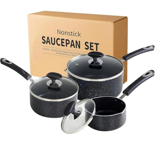 Nonstick Saucepan Set (Black / 1+2+3 sets)