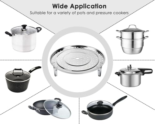Steamer Rack 10.1 Inch 304 Stainless Steel Steaming Rack Steam Tray with Removable Legs for Steaming Crab (10.1 Inch)