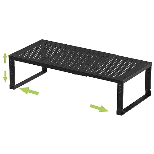 Expandable Adjustable Stackable Kitchen Organizer (1 Pack/Black / 7.87"D x 16.6"~26.5"W x 6.1"/7.5"H)