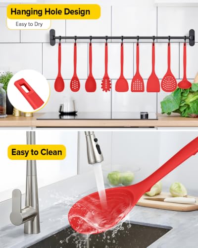 Silicone Cooking Utensils Set (Red)