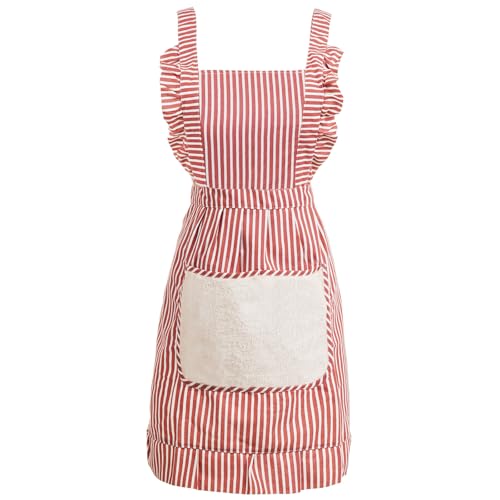 Cute Cotton Apron for Women (Medium / Red)