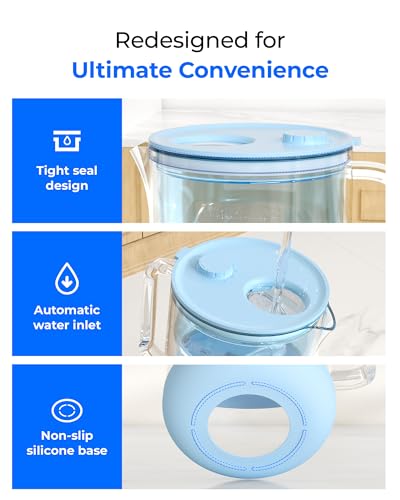 PT-72B-A Glass Alkaline Water Filter Pitcher, 7-Cup, Blue (Blue)