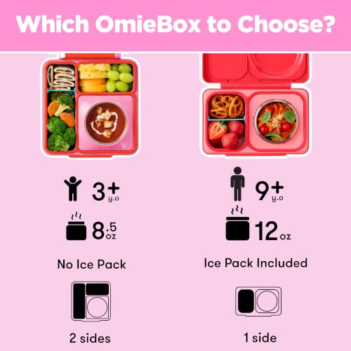 OmieBox Kids Insulated Leakproof Bento Lunch Box with Food Jar (8.5 Ounces / Pink Berry)