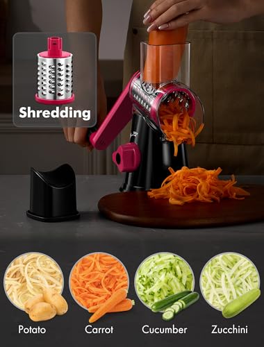 Cheese Grater Hand Crank (Black+Rosy / 3 Blades)