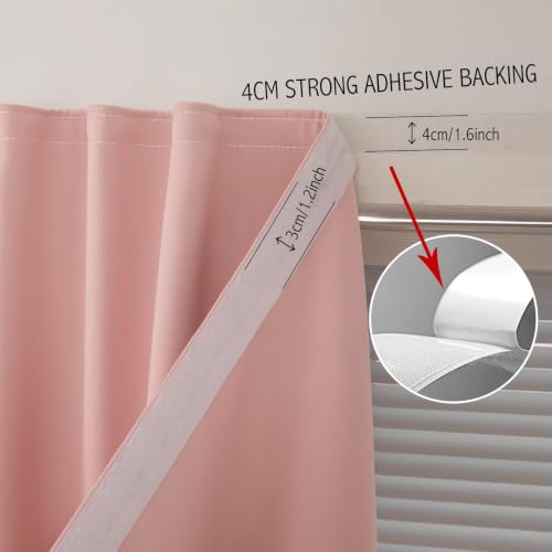 Instant Blackout Window Curtain with Reusable Adhesive (71"W x 72"L (Pack of 2) / Pink)