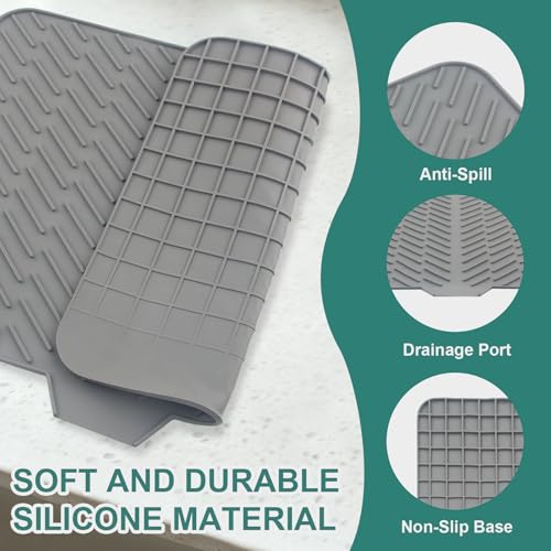 Silicone Dish Drying Mat for Kitchen Counter (Gray / 23" x 17")