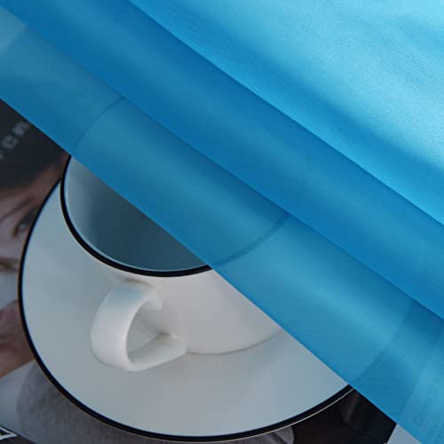 Sheer Voile Window Treatment Rod Pocket Curtain Panels for Kitchen Bedroom Living Room Drapes Sunlight Filtering Privacy Semi Home Decor Assorted Colors Sizes (Cyan Blue / 52"W x 54"L (Pack of 2))