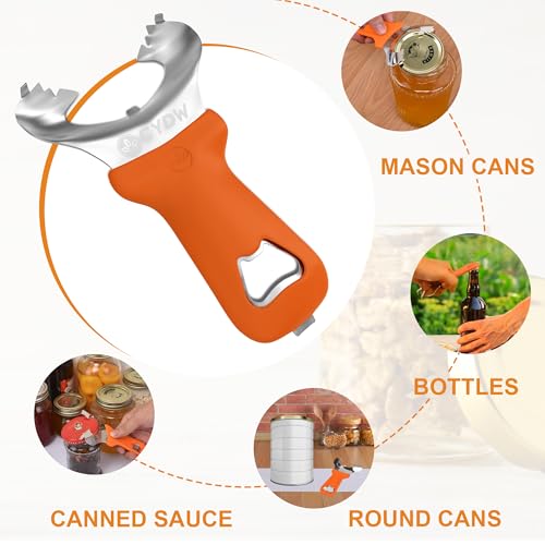 Mason Jar Opener Tool with Soft Touch Handle (Orange)