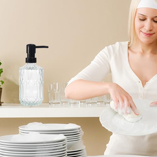 Clear Glass Soap Dispenser with Black Pump (Clear)