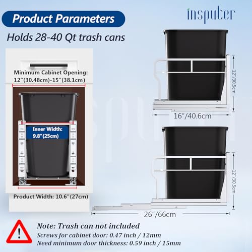 Pull Out Trash Can Cabinet with Soft (Single / Silver)