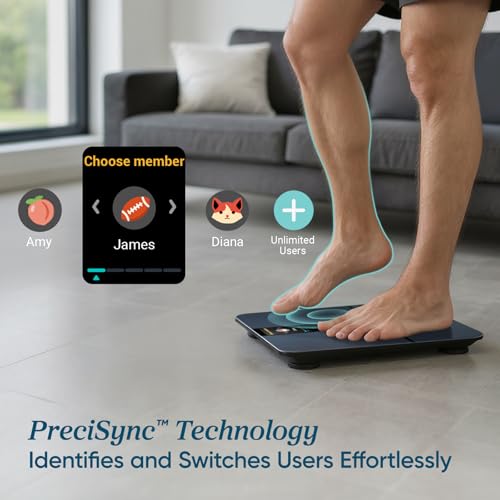 Smart Scale for Body Weight and Fat (Black-Color Screen / 11.8 x 11.8 inches)