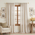 Linen Curtains for Living Room 96 Inches Long (50"W x 96"L (Pack of 2) / Natural Linen)