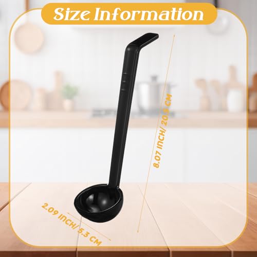 6 Pcs 1 Oz Small Ladle for Serving Sauce 8.07 Inches Plastic Mini Ladles Long Handle Spoon for Serving Sauce (Black / 8.07 Inch)