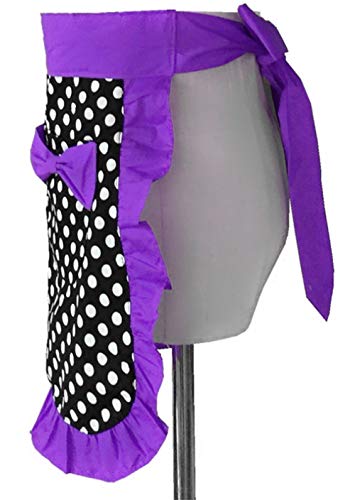Womens Kitchen Baking Waist Pocket Half Bistro Kitchen Cooking Apron (Purple)
