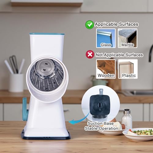 White Rotary Cheese Grater with Suction Base (White)