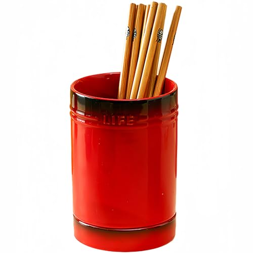 Kitchen Utensil Holder for Countertop (Red / 4")