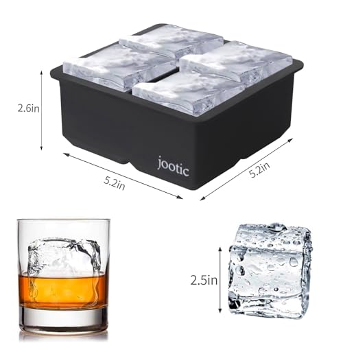 Large Ice Cube Trays Silicone (black 4 pack)