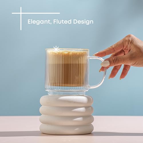 Haven Stackable Fluted Glass Mugs (Fluted Mugs)