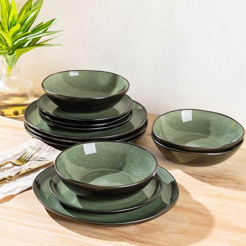 Ceramic Dinnerware Sets for 4 (Matte Jade Green / Service for 4)