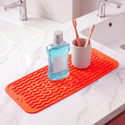 Silicone Dish Drying Mat for Multiple Usage (Orange / 17"L x 6"W)