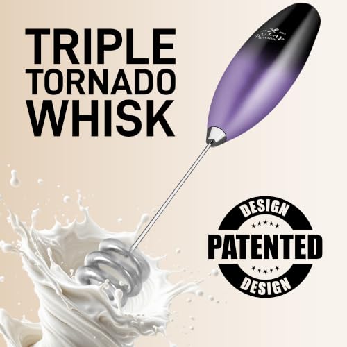 Powerful Milk Frother Wand With Duracell Batteries (Nebula / Triple Whisk + Batteries)