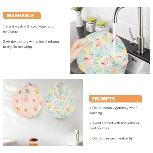 2Pcs 10inch Reusable Beeswax Elastic Bowl Covers for Bread Proofing (flamingos)