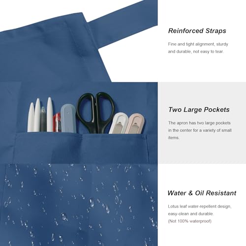 15 Pack Adult Aprons for Women Men (Large / Navy)