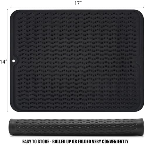 Silicone Dish Drying Mat (Black / 17" x 14")