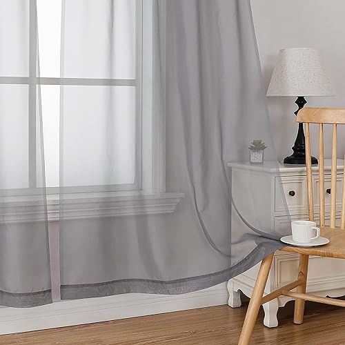 Grey Short Sheer Kitchen Tier Curtains 36 (Charcoal Grey / 42"W x 36"L (Pack of 2))