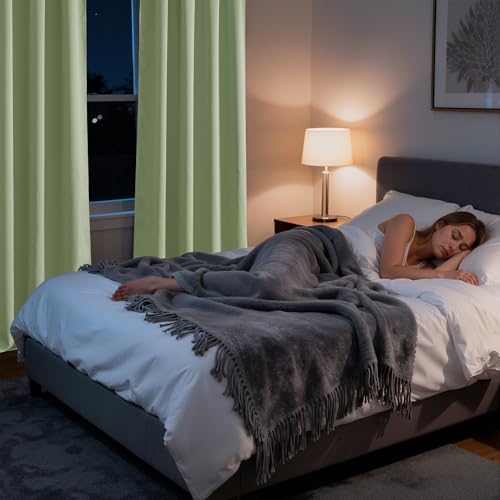 Bedroom Blackout Curtains 84 inches Long (100% Blackout - Sage Green / 42"W x 84"L (Pack of 2))