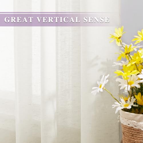 Semi Sheer Curtains 84 inch Length 2 Panels (52"W x 84"L (Pack of 2) / Vanilla)