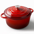 6 Quart Enameled Dutch Oven Pot with Lid (6 QT / Red)