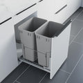 Dowell B18 Aluminum Base Wastebasket Pullout with Door Mount and Two 35Qt (Double Pull - 35Qt x 2)