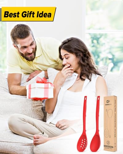 Pack of 2 Silicone Cooking Spoons (Red)