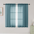 Dusty Blue Sheer Curtains for Bedroom Living Room 45 Inch Length 2 Panels (Dusty Blue / 42"W x 45"L (Pack of 2))