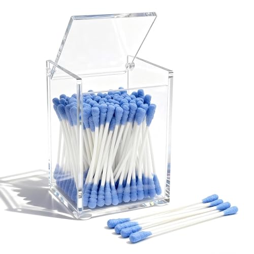 Clear Acrylic Qtip Holder with Lid (2.95" x 2.56" x 3.94")