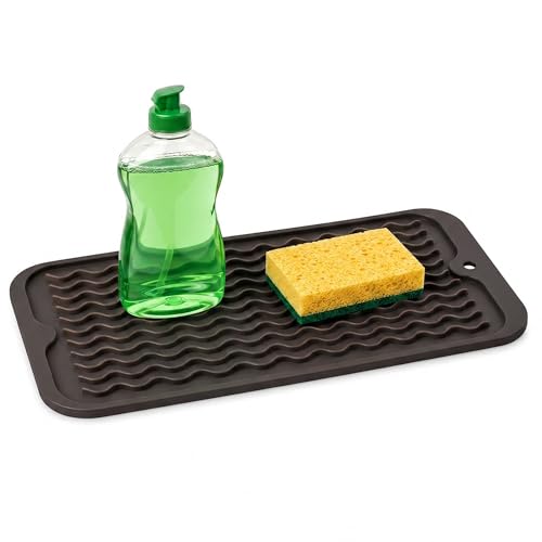 Small Silicone Drying Mat & Sink Caddy (Coffee / 12" x 6")