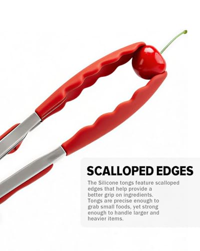 Kitchen Tongs for Cooking (Red / 12 inch)