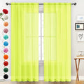 Basic Rod Pocket Sheer Voile Window Curtain Panels Chartreuse 1 Pair 2 Panels 52 Width 63 Inch Long for Kitchen Bedroom Children Living Room Yard（Chartreuse (Chartreuse / 52"W x 63"L (Pack of 2))