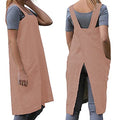 Women's Cross Back Pinafore Apron with Large Pockets Home Kitchen (Small / Salmon Pink)