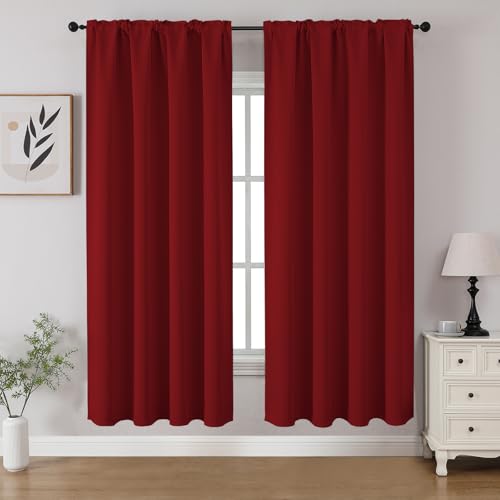 Red Blackout Curtains 63 inch Length 2 Panels Set (Red / 52"W x 63"L (Pack of 2))
