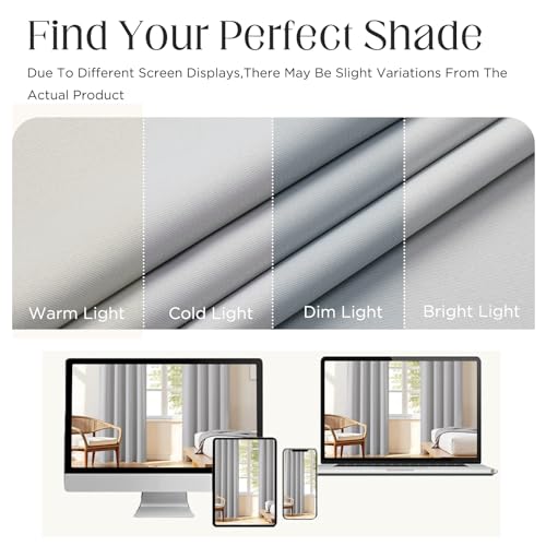 Grayish White Blackout Curtains 72 inch Length 2 Panels Set (Greywish White / 52"W x 72"L (Pack of 2))