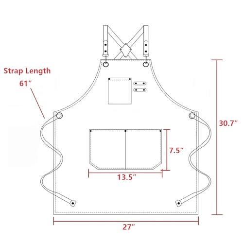 Aprons for Women Men with Large Pockets (Black)