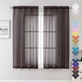 Sheer Curtains 63 Inch Length 2 Panels Set (Chocolate / 42"W x 63"L (Pack of 2))