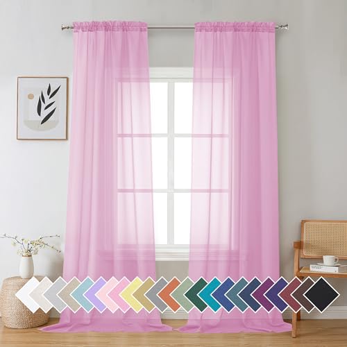 96inch Long Pink Sheers Drapes (40"W x 96"L (Pack of 2) / Light Pink)