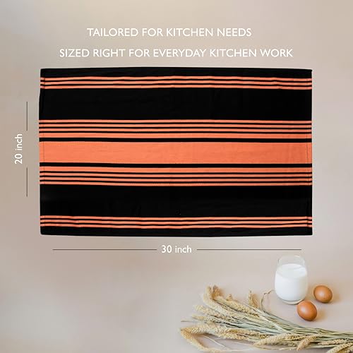 Kitchen Towels Cotton Dish Towels 20”x30” (20" x 30" (Set of 3) / 149 Orange/Black)