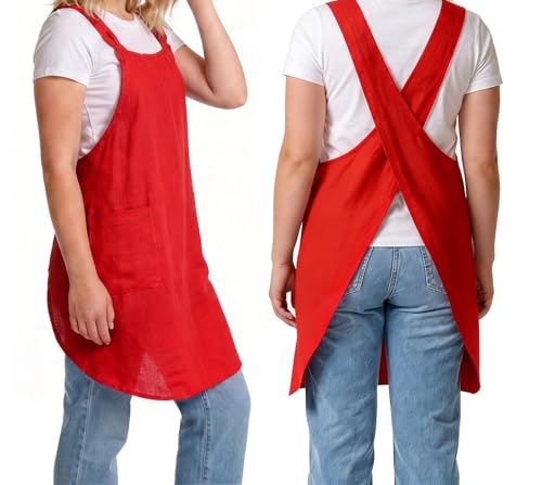 Soft Cotton Linen Cross Back Pull (Red)