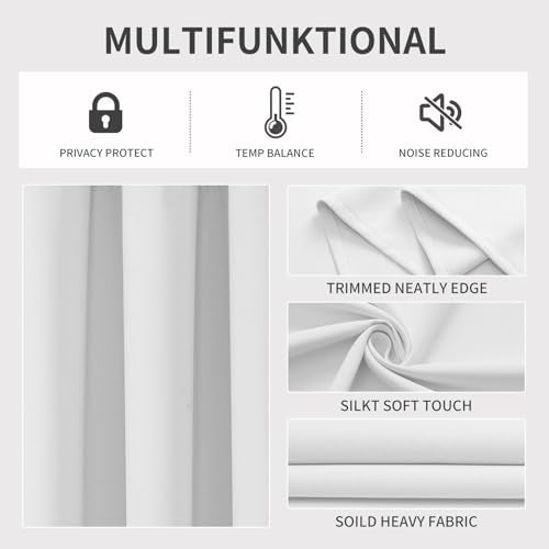 Blackout Curtains 95 Inches Long 2 Panels Set (Greyish White / 37"W x 95"L (Pack of 2))