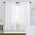 Light Filtering Linen Sheer Curtains 72 inch Long for Farmhouse (White / 52"W x 72"L (Pack of 2))