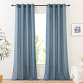 Linen Sheer Stone Blue Curtains 108 inch Long for Living Room (52"W x 108"L (Pack of 2) / Stone Blue)